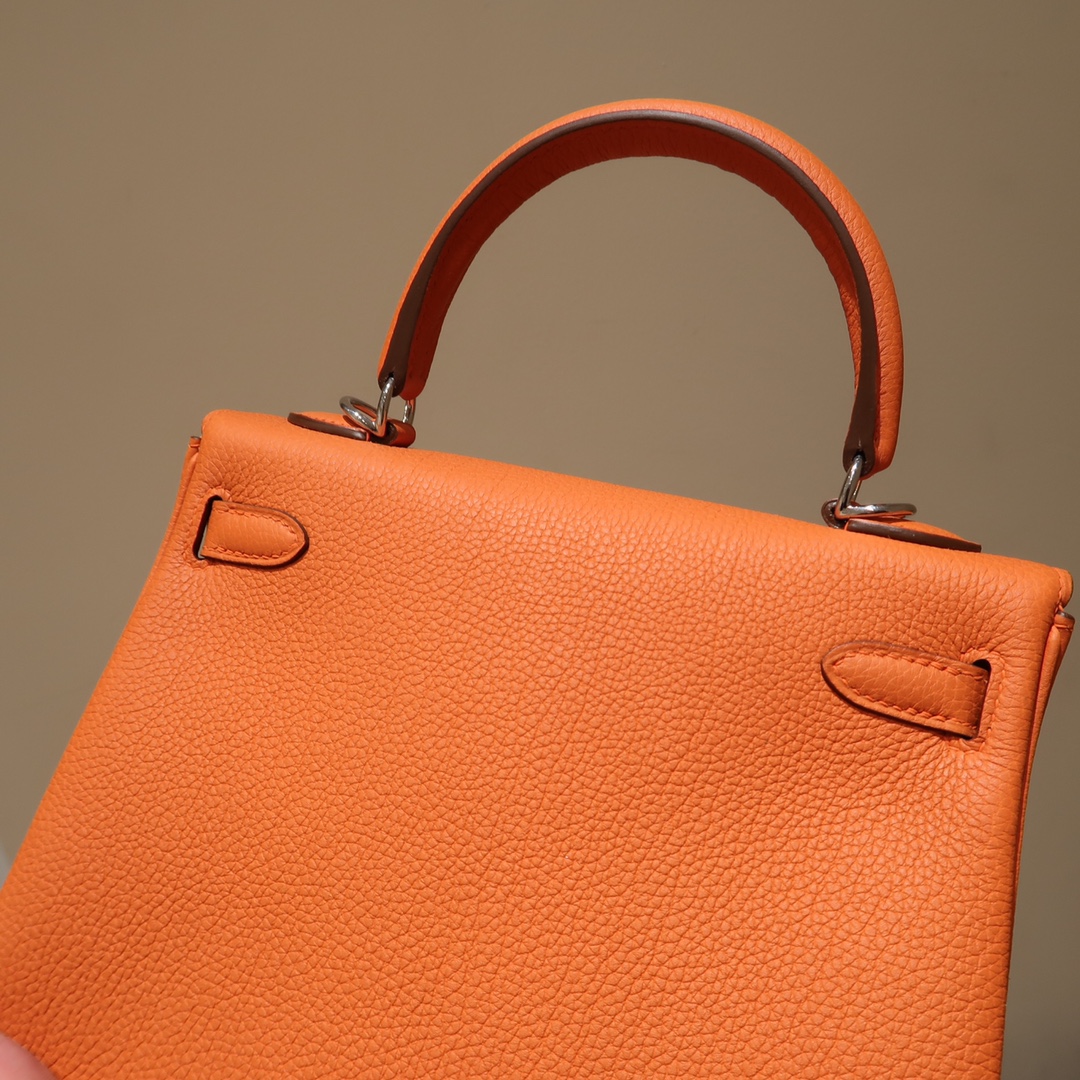 Hermes Kelly 25cm Handbag Shoulder Bag in Orange Togo Leather